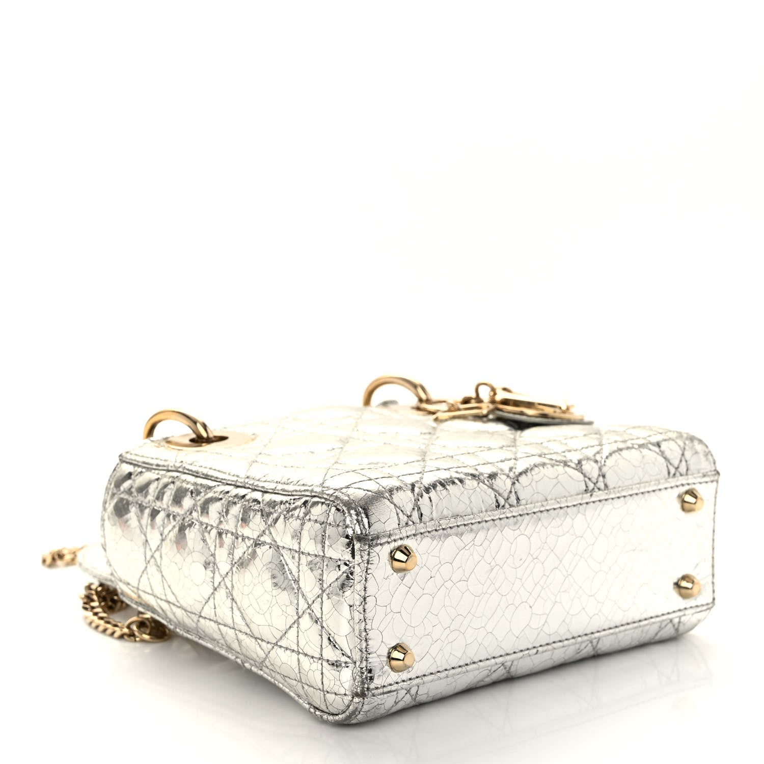 Christian Dior Metallic Crinkled Cannage Micro Lady Dior Silver 4 of 11
