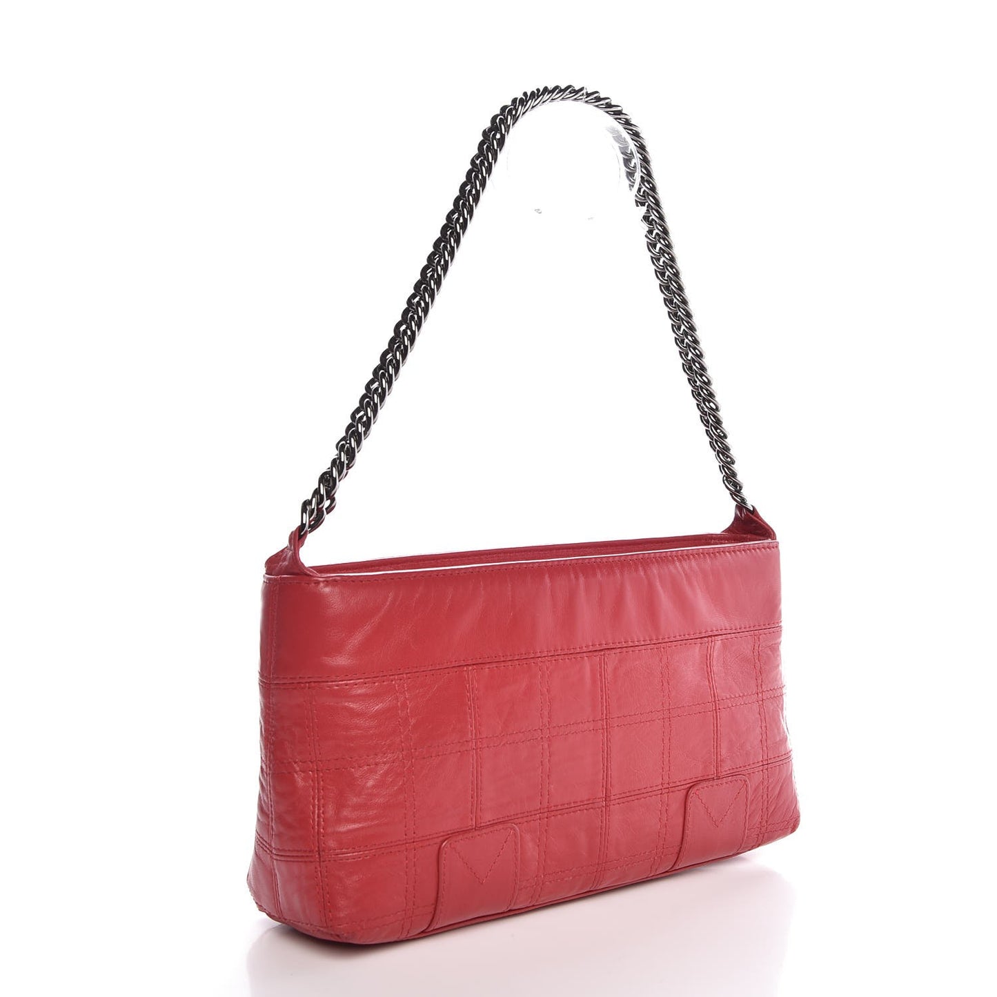 Lambskin Square Stitched Lax Shoulder Bag Red