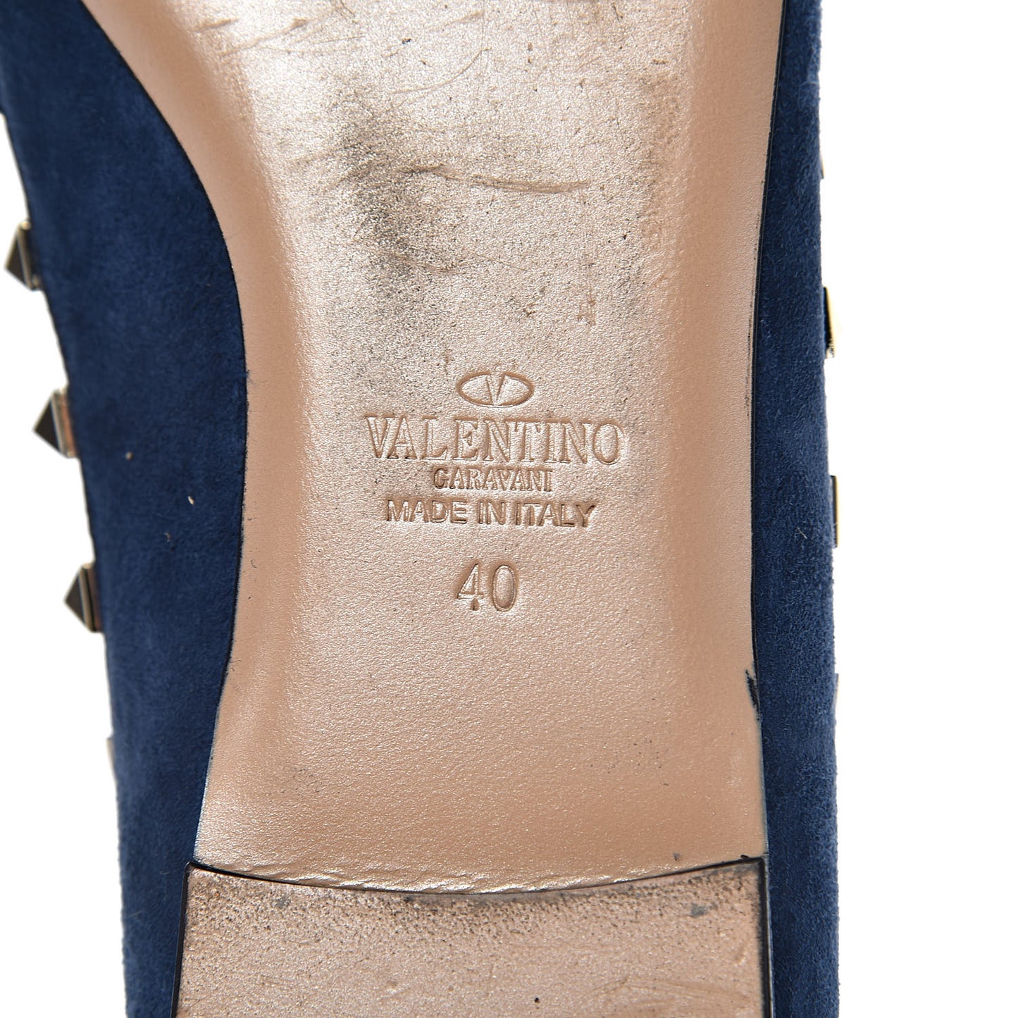 Suede Nappa Rockstud Ballerina Flats 40 Marine
