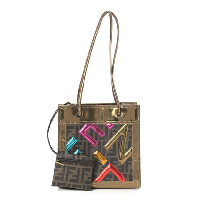 Fendi Metallic Calfskin Zucca Spalmati Shopping Tote Tobacco 1 of 17