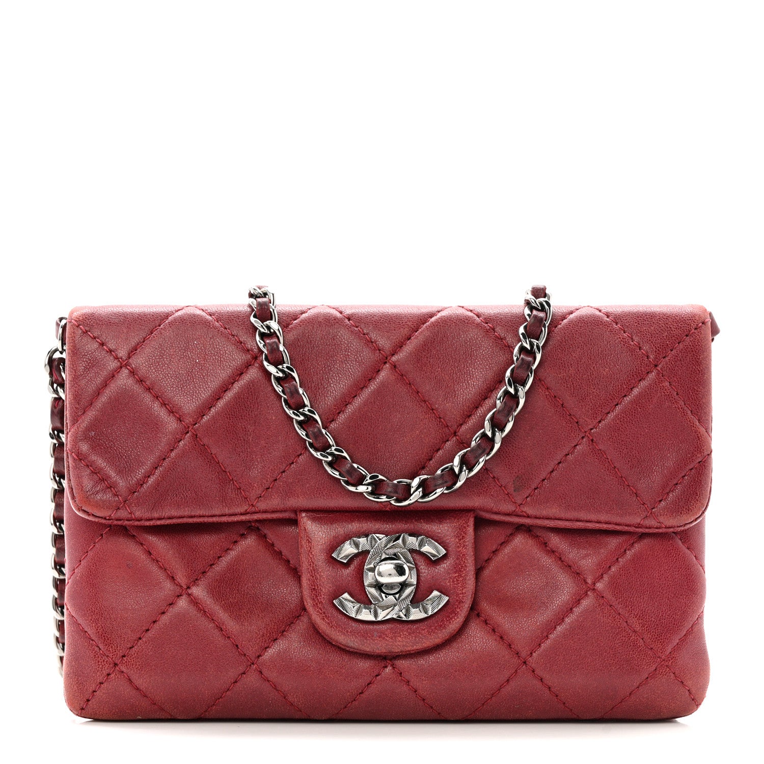 Chanel Lambskin Quilted Mini Mineral Nights Flap Crossbody Bag Dark Red 1 of 12