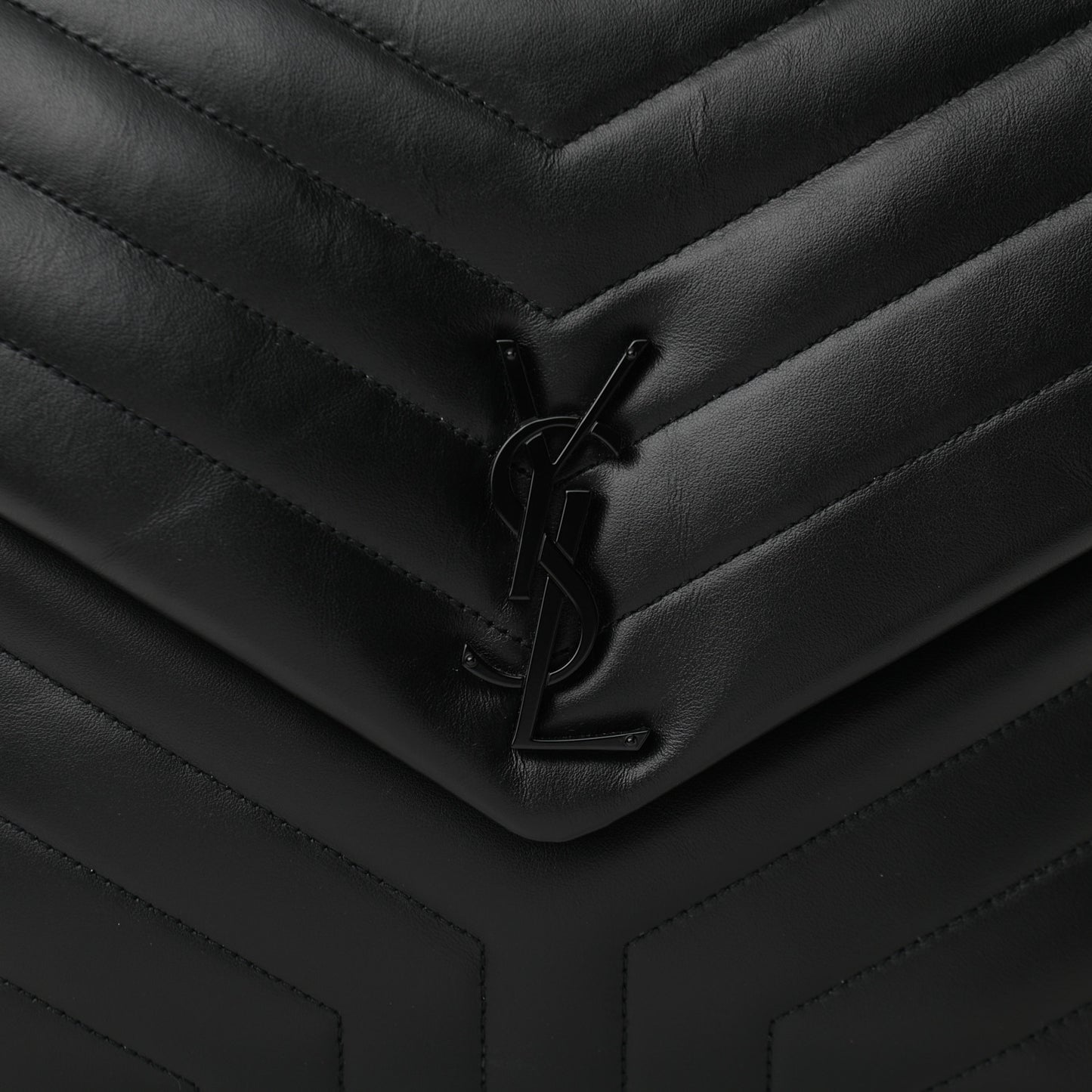 Calfskin Y Quilted Monogram Large Loulou Chain Satchel Black