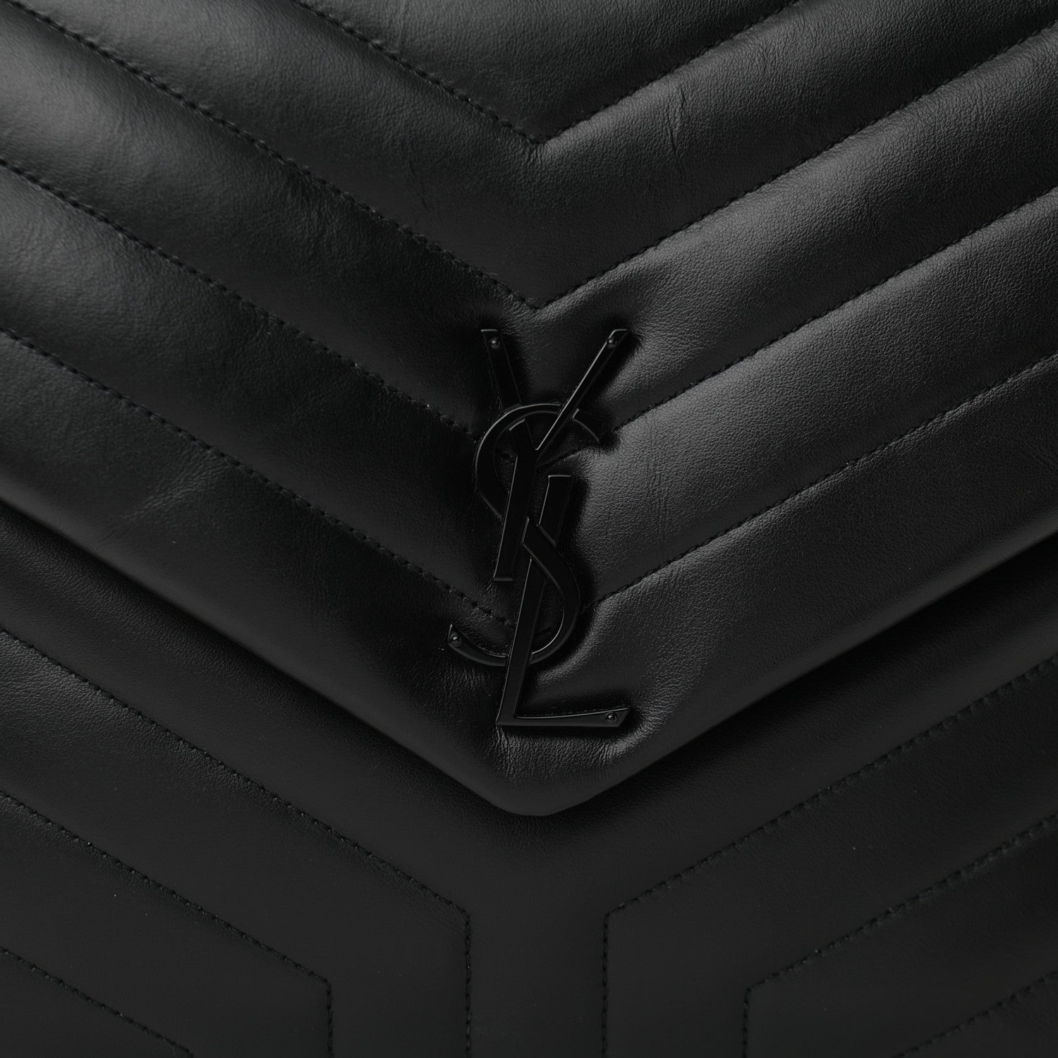 Saint Laurent Calfskin Y Quilted Monogram Large Loulou Chain Satchel Black 7 of 9
