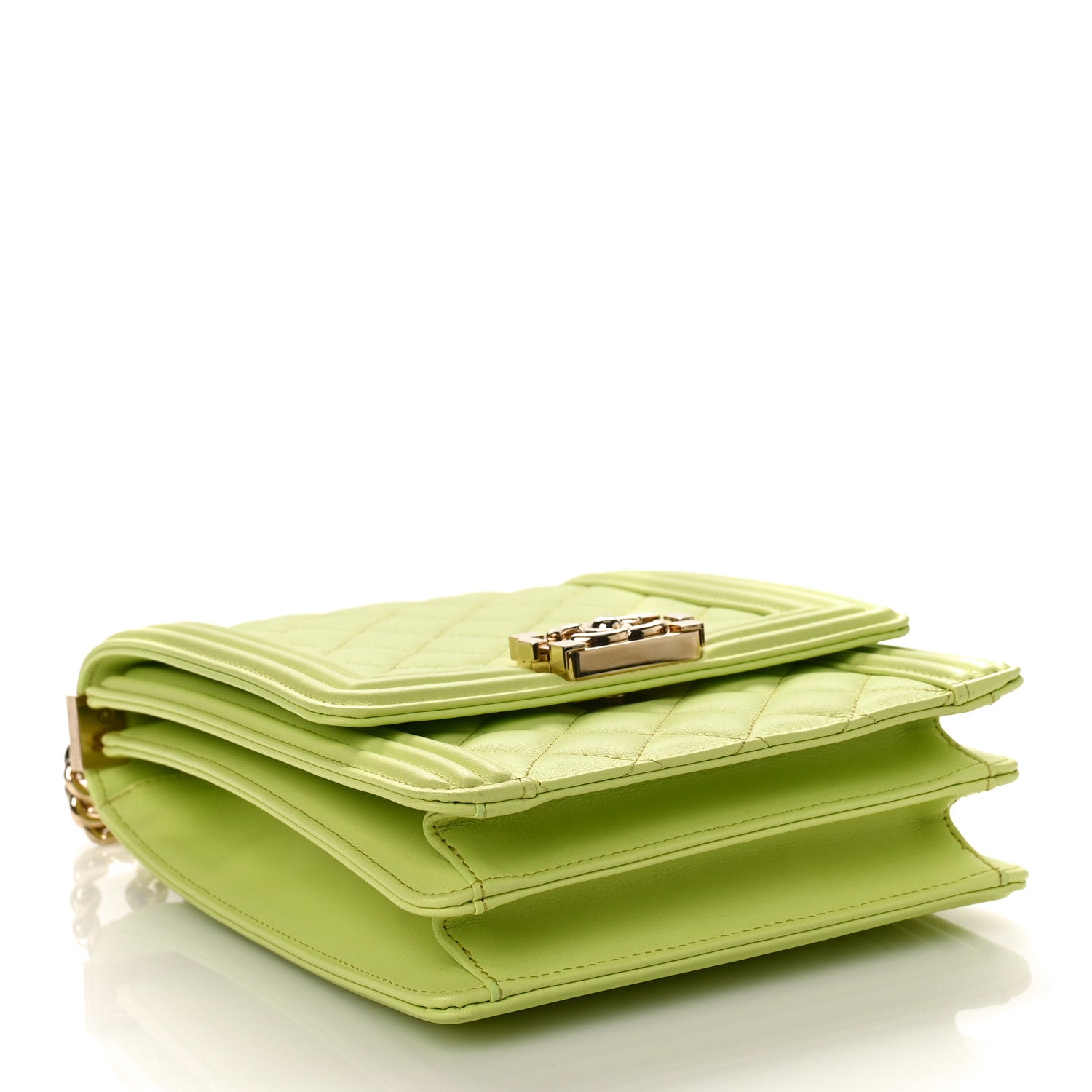 Chanel Calfskin Quilted North South Boy Flap Light Green 4 of 9