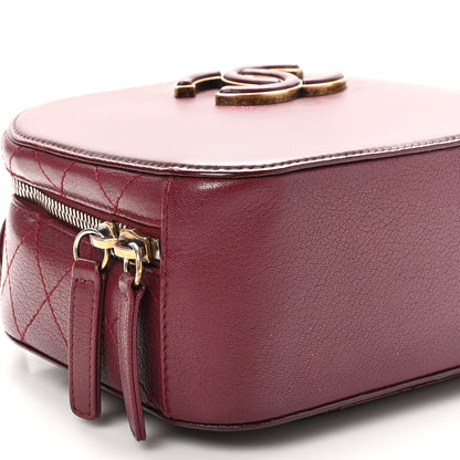 Chanel Shiny Calfskin Goatskin Quilted Small Coco Curve Vanity Burgundy 9 of 10