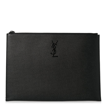 Saint Laurent Grain De Poudre Monogram Monochrome iPad Case Black 1 of 9