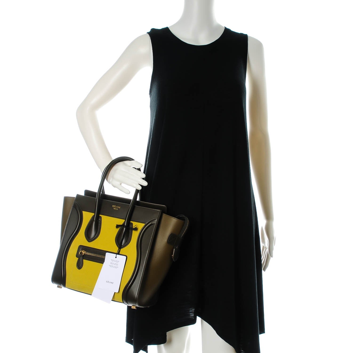 Celine Nubuck Smooth Calfskin Micro Tri-Color Luggage Chartreuse 2 of 8