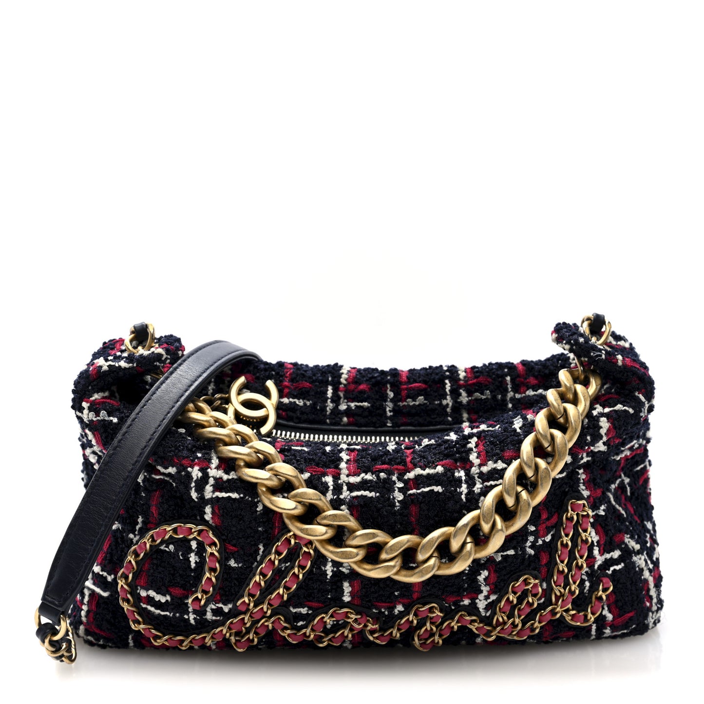Tweed Calfskin Signe Hobo Navy Multicolor