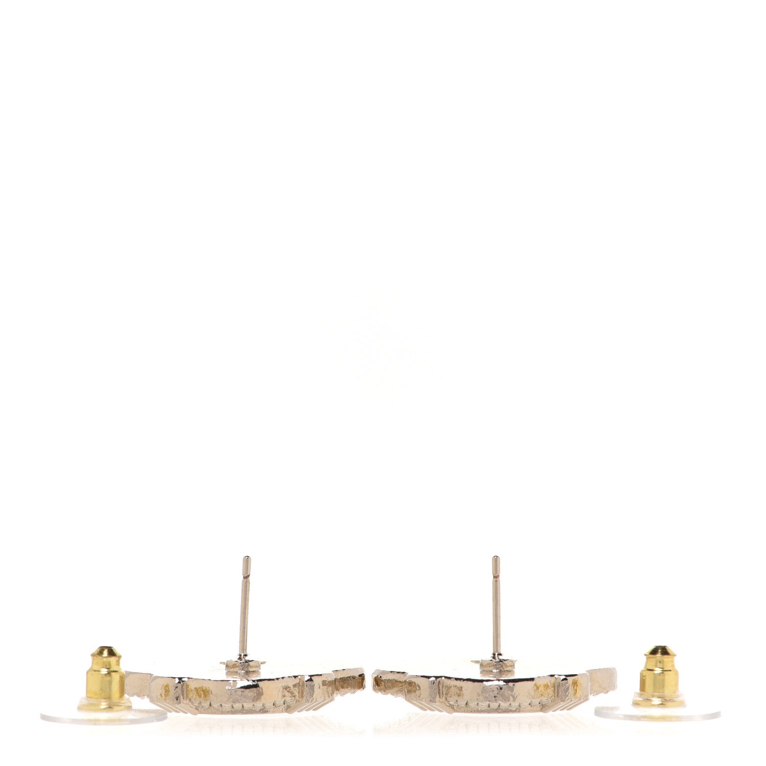 Chanel Resin Crystal Quilted CC Heart Earrings Gold Black 3 of 5