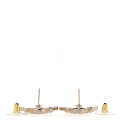 Chanel Resin Crystal Quilted CC Heart Earrings Gold Black 3 of 5