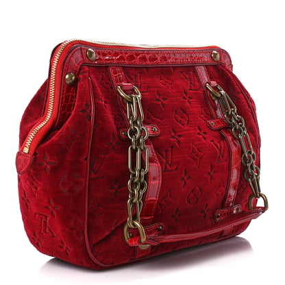 Louis Vuitton Monogram Velours Alligator Gracie MM Rouge 3 of 10