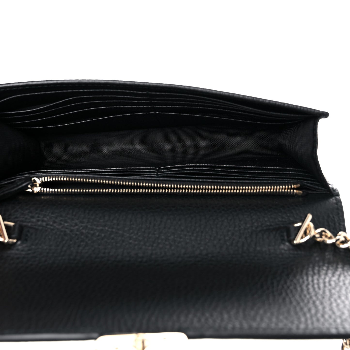 Dollar Calfskin Interlocking G Chain Wallet Black