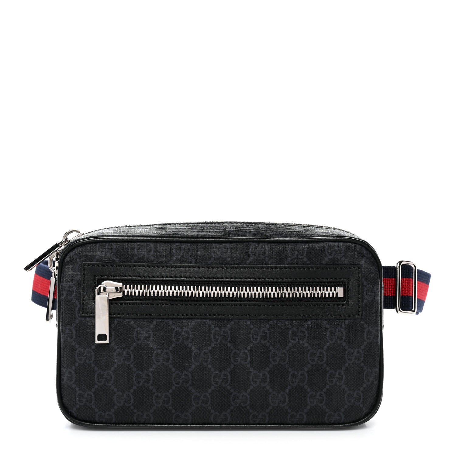 Gucci Soft GG Supreme Monogram Web Belt Bag Black Grey 1 of 10