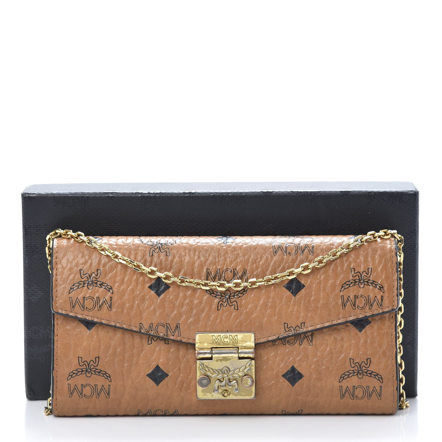 Visetos Large Patricia Wallet On Chain Cognac