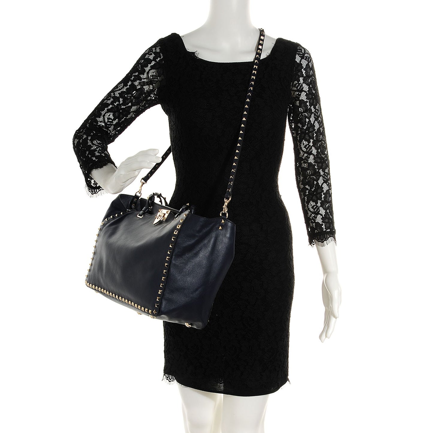 Vitello Medium Rockstud Tote Marine