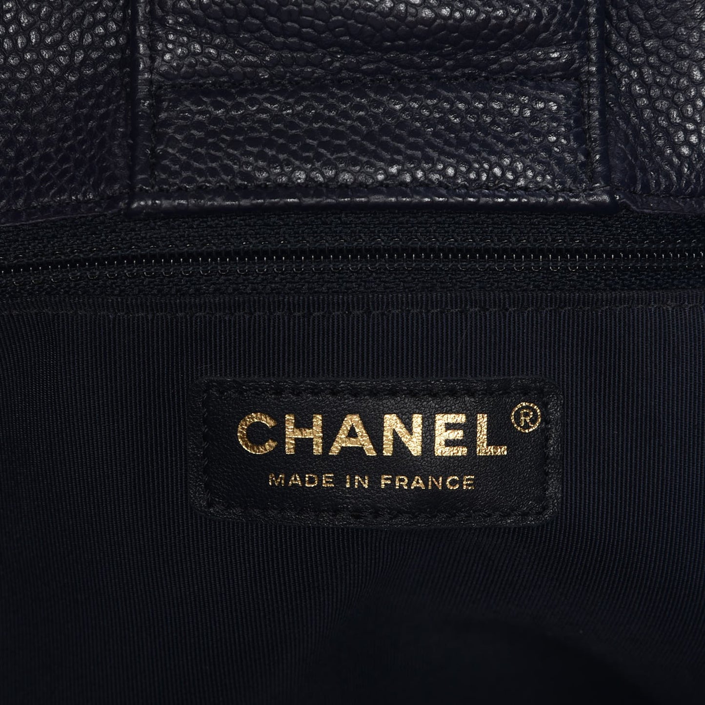 Caviar Quilted Large Shopping Tote Navy