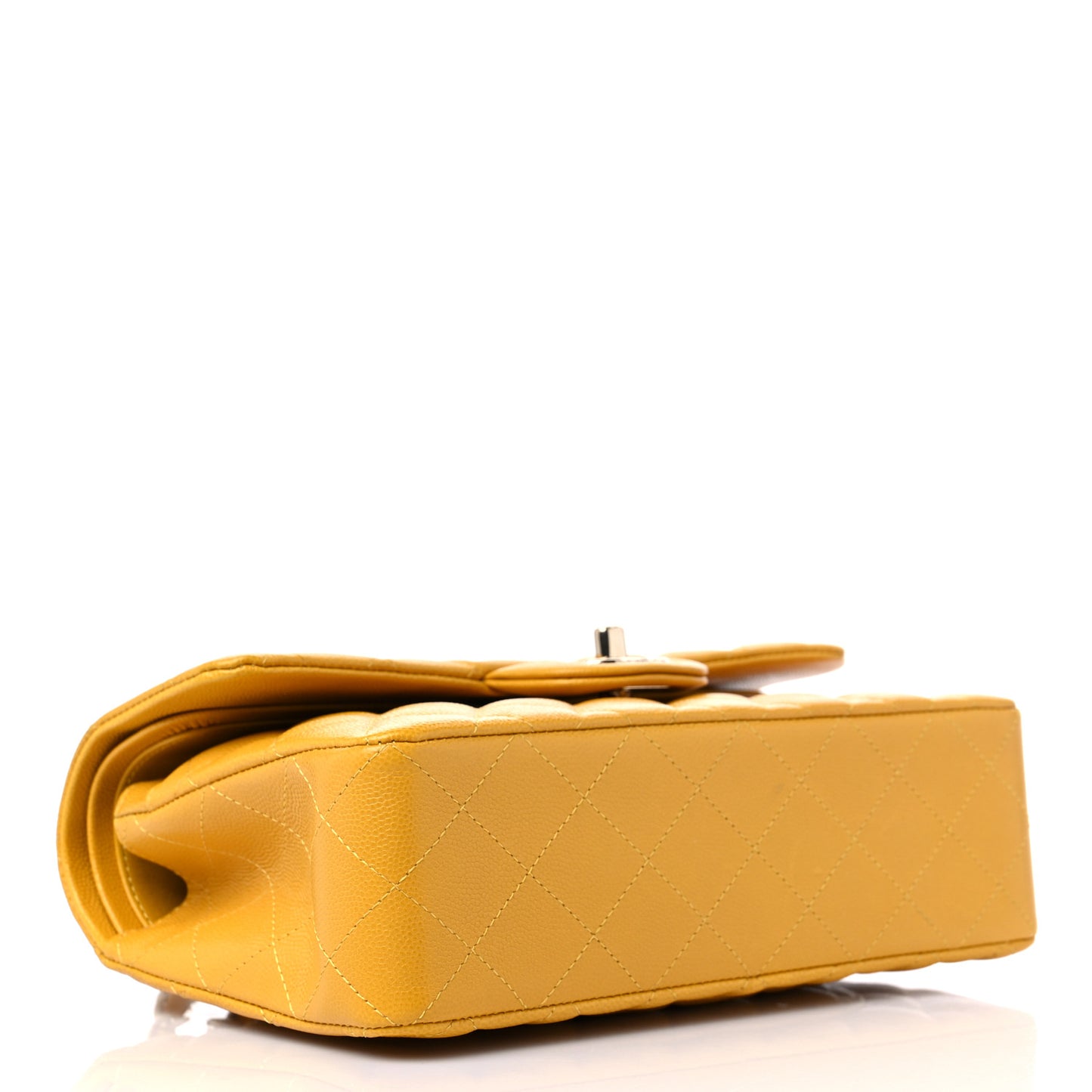 Caviar Quilted Small Double Flap Yellow