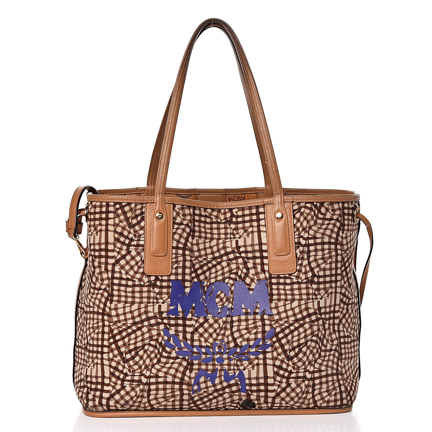 MCM Visetos Medium Liz Reversible Shopper Tote Cognac 5 of 31