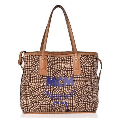 MCM Visetos Medium Liz Reversible Shopper Tote Cognac 5 of 31