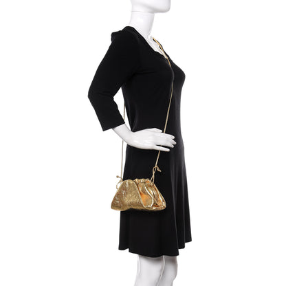 Bottega Veneta Metallic Crinkled Lambskin The Mini Pouch Oro 2 of 12
