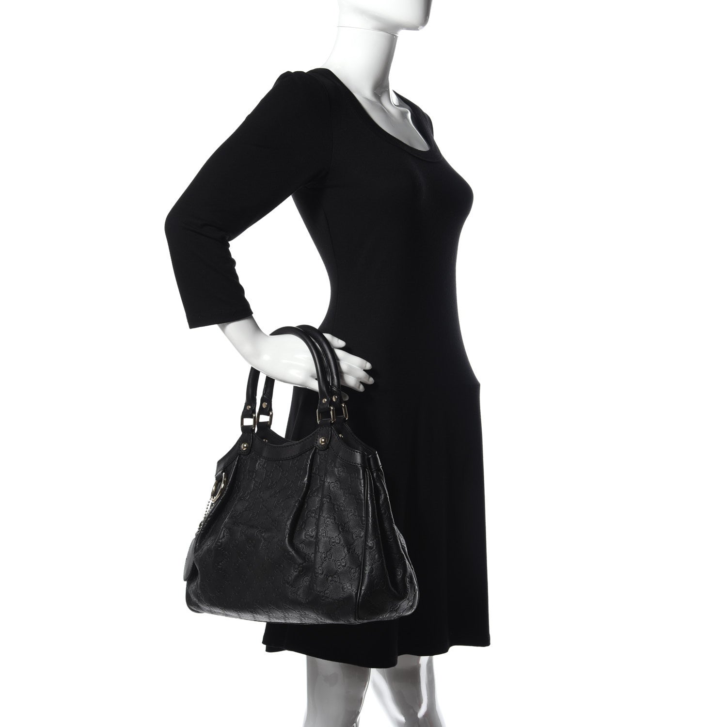 Gucci Guccissima Medium Sukey Tote Black 2 of 9