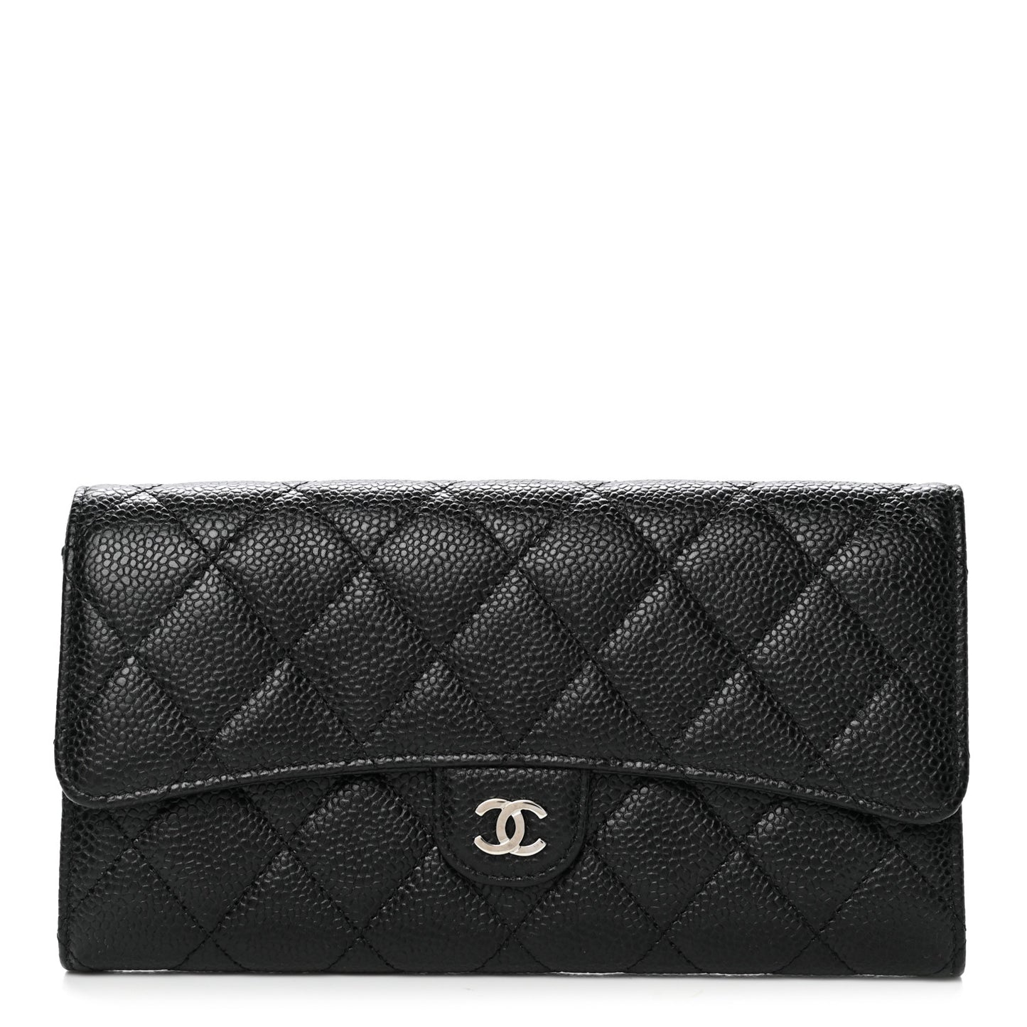 Caviar Quilted Large Flap Wallet Black