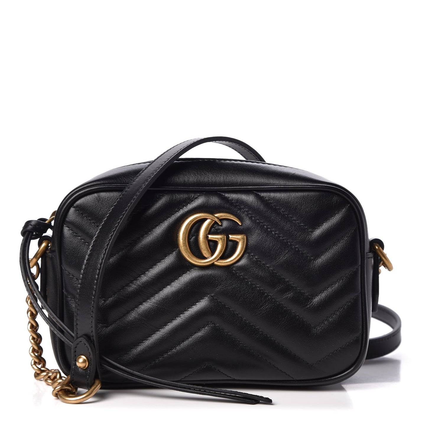 Calfskin Matelasse Mini GG Marmont Chain Shoulder Bag Black