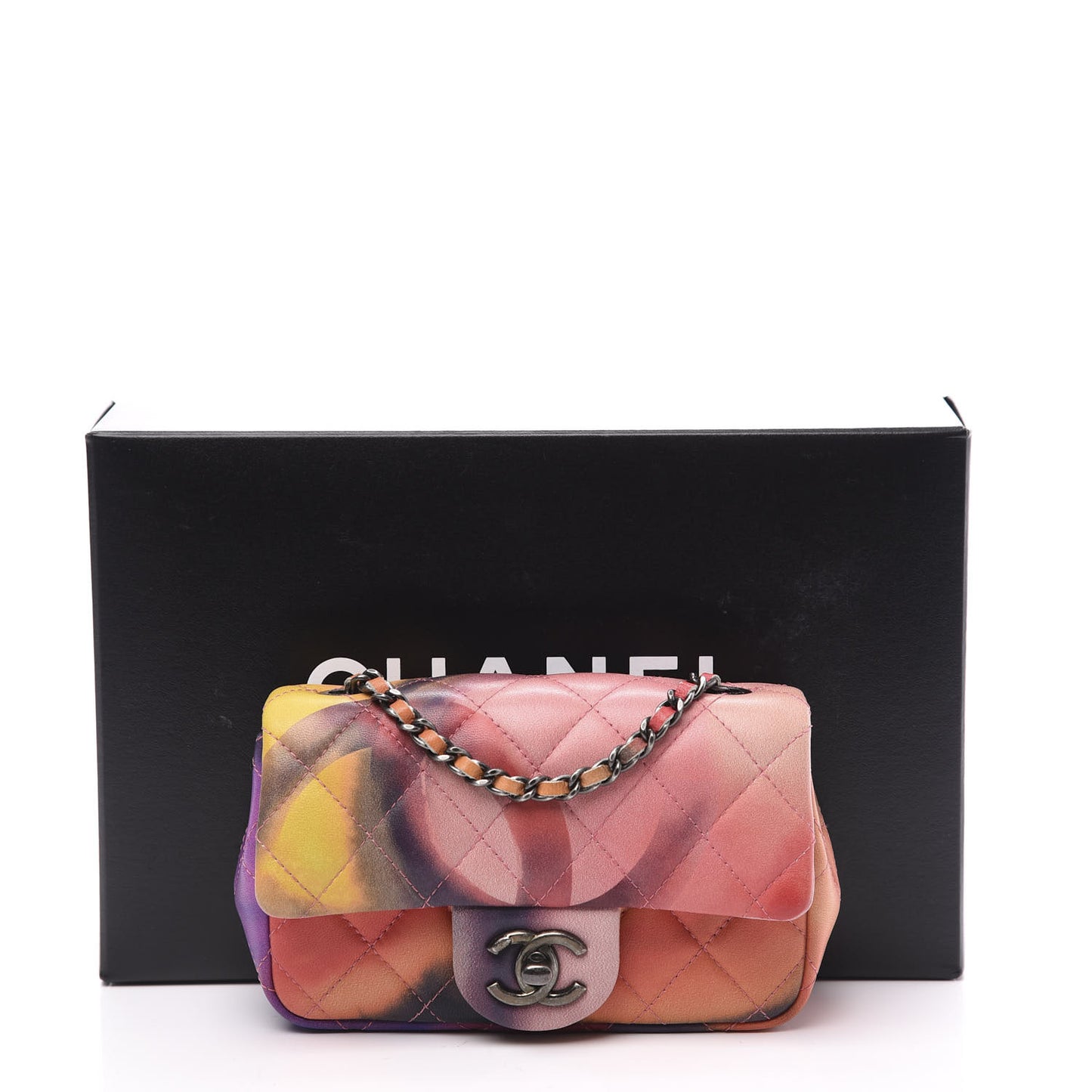 Lambskin Quilted Extra Mini Flower Power Flap Multicolor