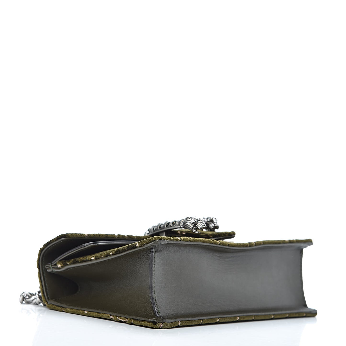 Velvet Moon Calfskin Crystal GG Monogram Small Dionysus Shoulder Bag Dark Olive Rose Gold
