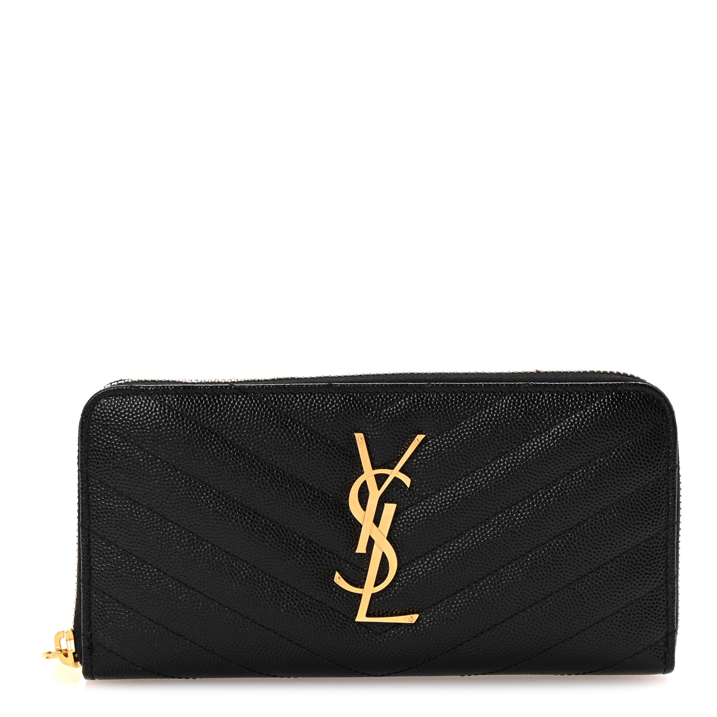Grain De Poudre Matelasse Chevron Monogram Zip Around Wallet Black