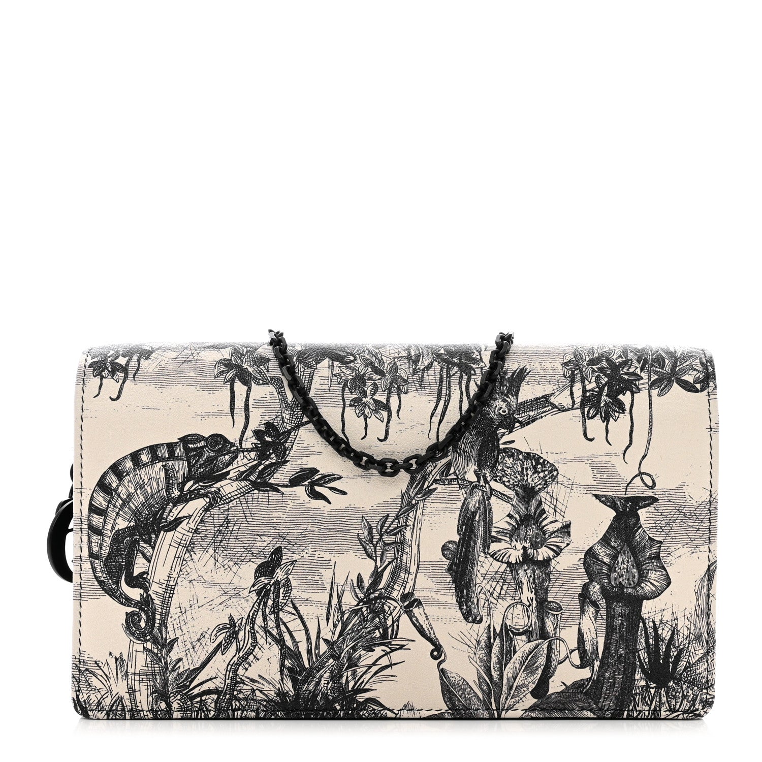 Christian Dior Calfskin Toile de Jouy Carnivora Wallet On Chain Pouch White 2 of 10