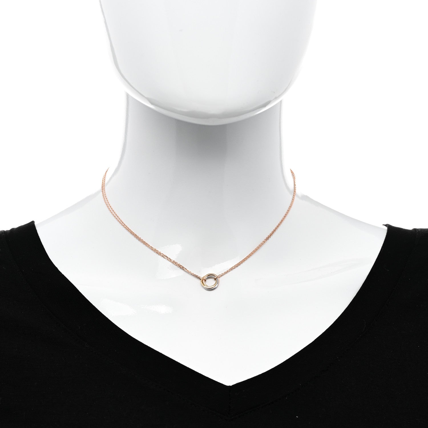 Cartier 18K Pink Yellow White Gold Trinity Double Chain Pendant Necklace 2 of 5