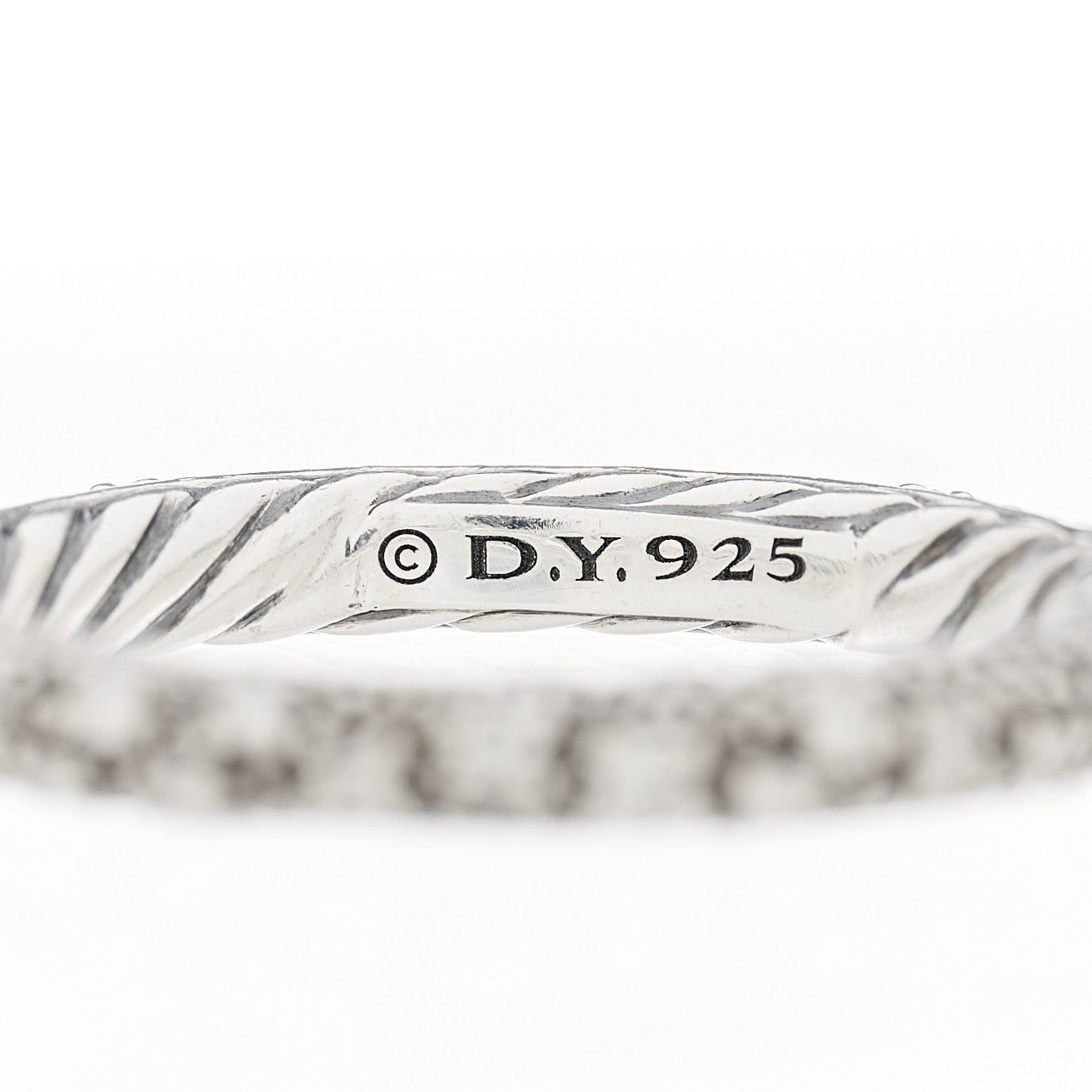 David Yurman Sterling Silver Diamond 3mm Midnight Melange Band Ring 54 7 4 of 5