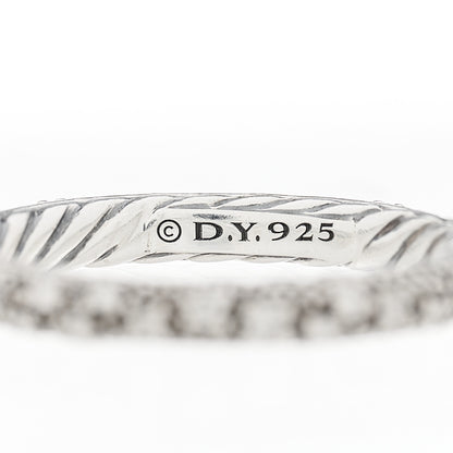 David Yurman Sterling Silver Diamond 3mm Midnight Melange Band Ring 54 7 4 of 5