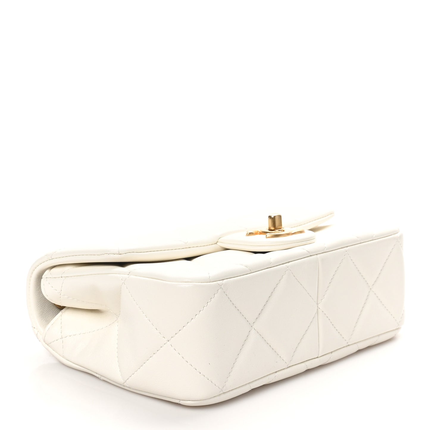 Lambskin Quilted Pearl Small Flap White
