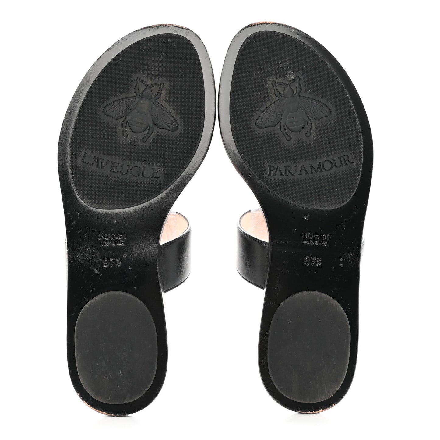Calfskin GG Marmont Thong Sandals 37.5 Black