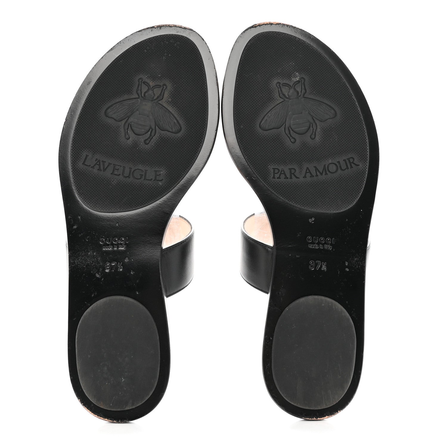 Gucci Calfskin GG Marmont Thong Sandals 37.5 Black 5 of 16