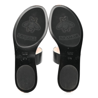 Gucci Calfskin GG Marmont Thong Sandals 37.5 Black 5 of 16
