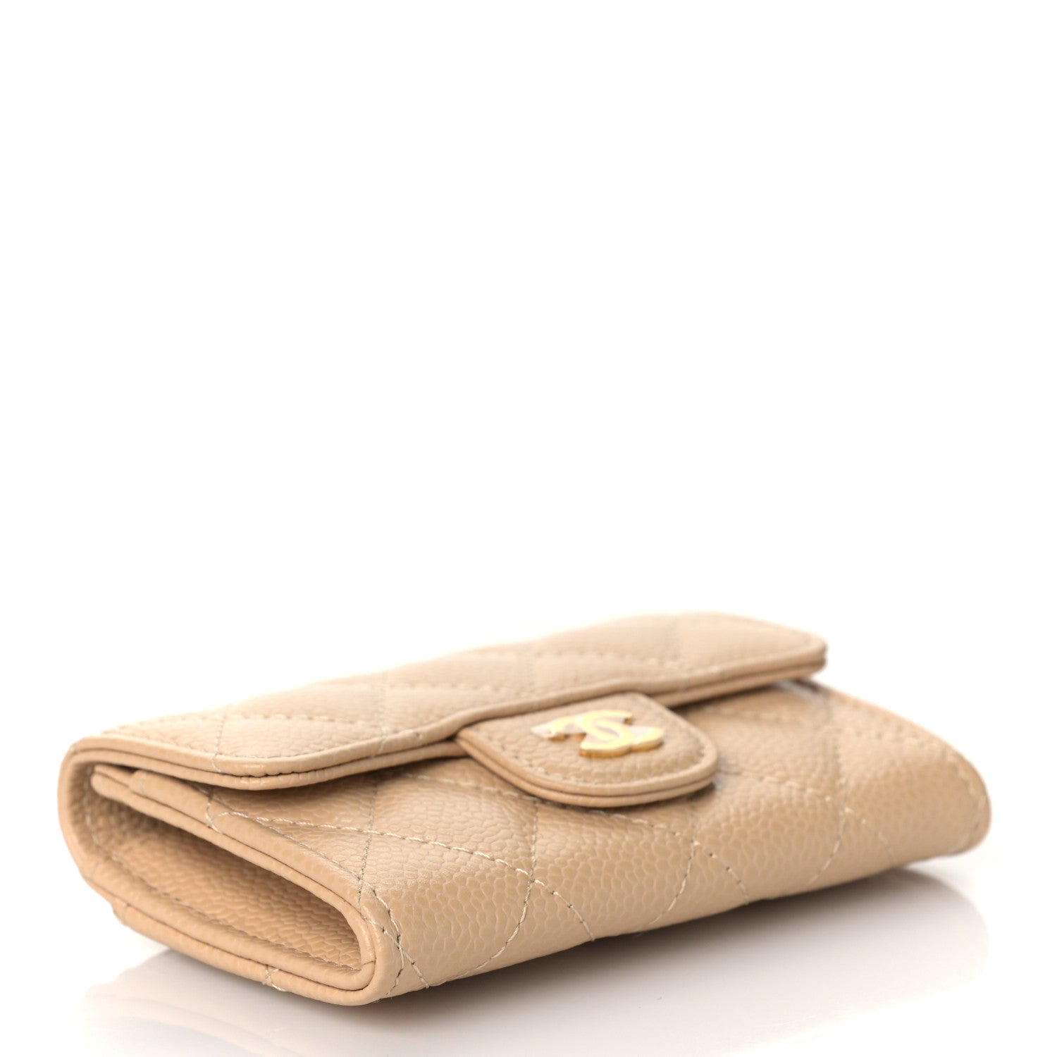 Chanel Caviar Quilted Flap Card Holder Wallet Beige 4 of 10