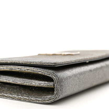 Saint Laurent Metallic Sparkle Fabric Monogram Chain Wallet Anthracite 8 of 10