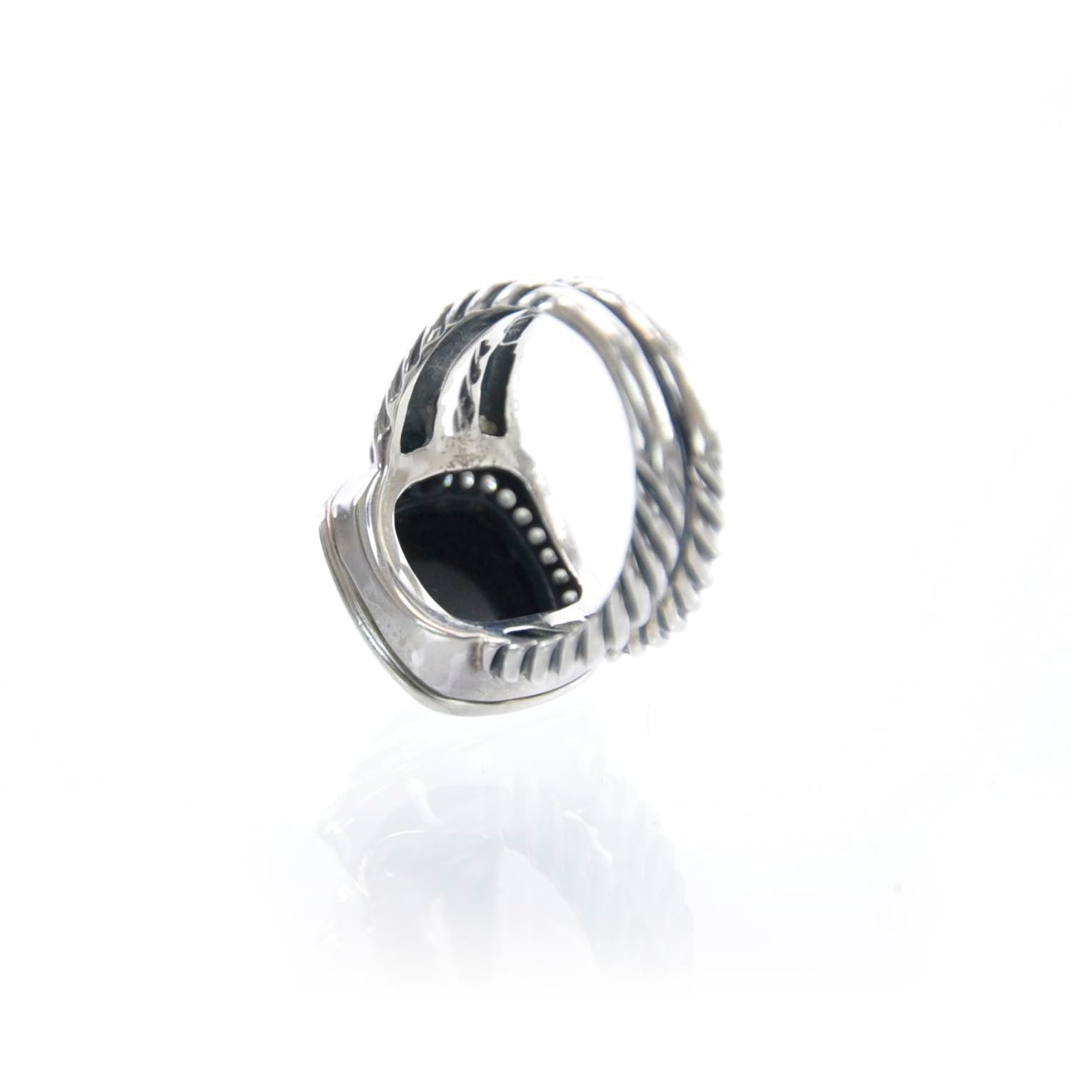 David Yurman Sterling Silver Diamond Black Onyx 11mm Albion Ring 52 6 4 of 5