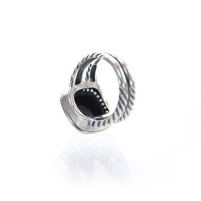 David Yurman Sterling Silver Diamond Black Onyx 11mm Albion Ring 52 6 4 of 5