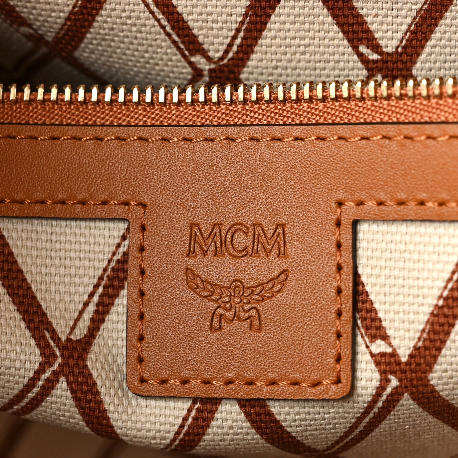 MCM Visetos Toni Shopper Tote Cognac 6 of 10
