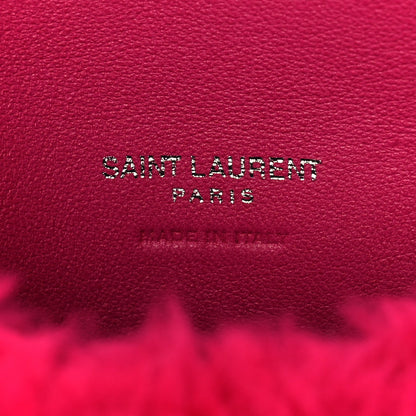 Saint Laurent Shearling Quilted Loulou Puffer Pouch Clutch Fuxia 6 of 8