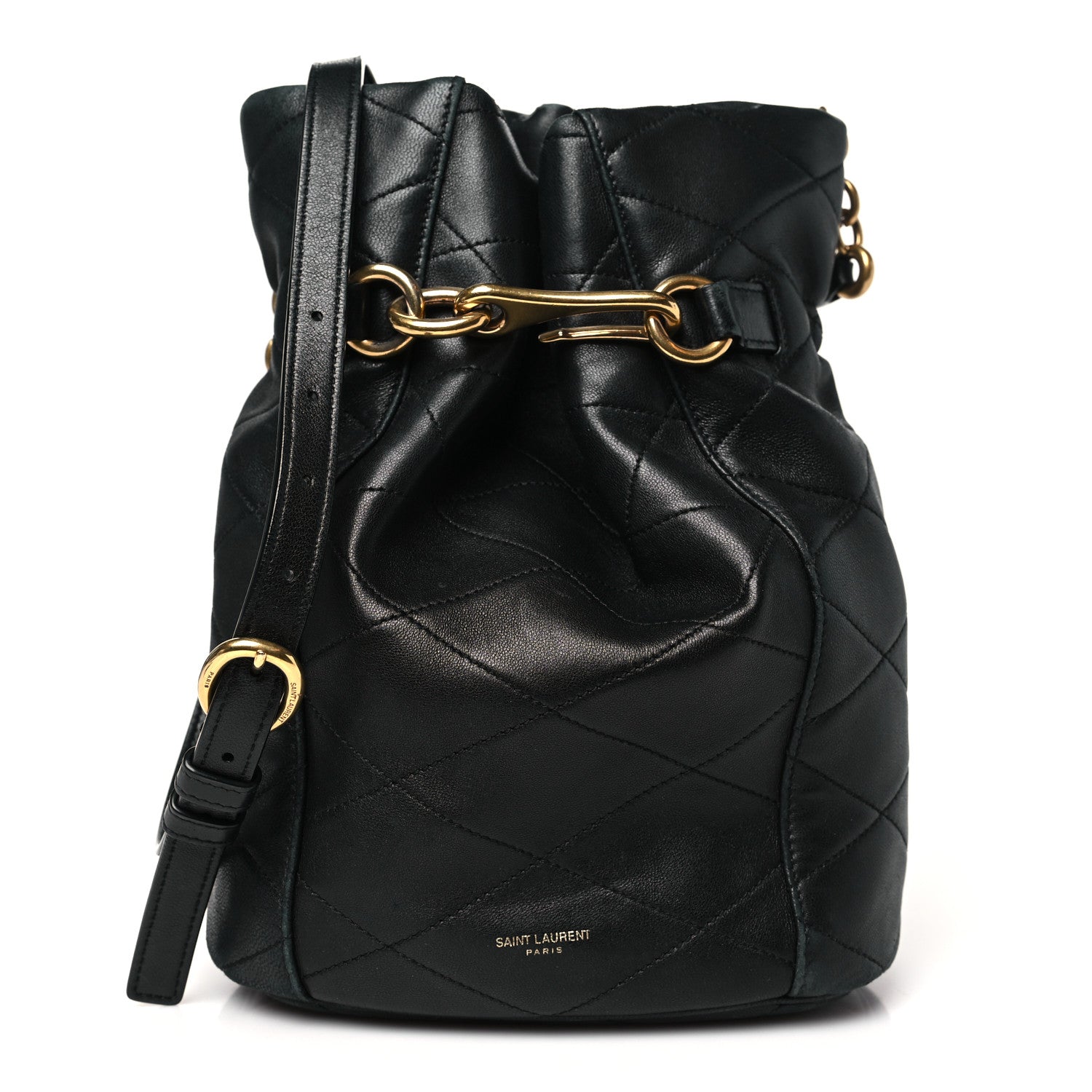 Saint Laurent Lambskin Quilted Le Maillon Bucket Bag Black 1 of 13