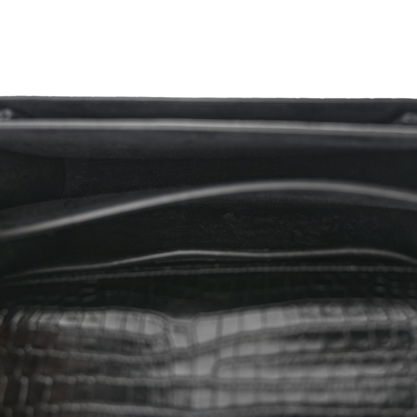 Calfskin Crocodile Embossed Medium Monogram Sunset Black