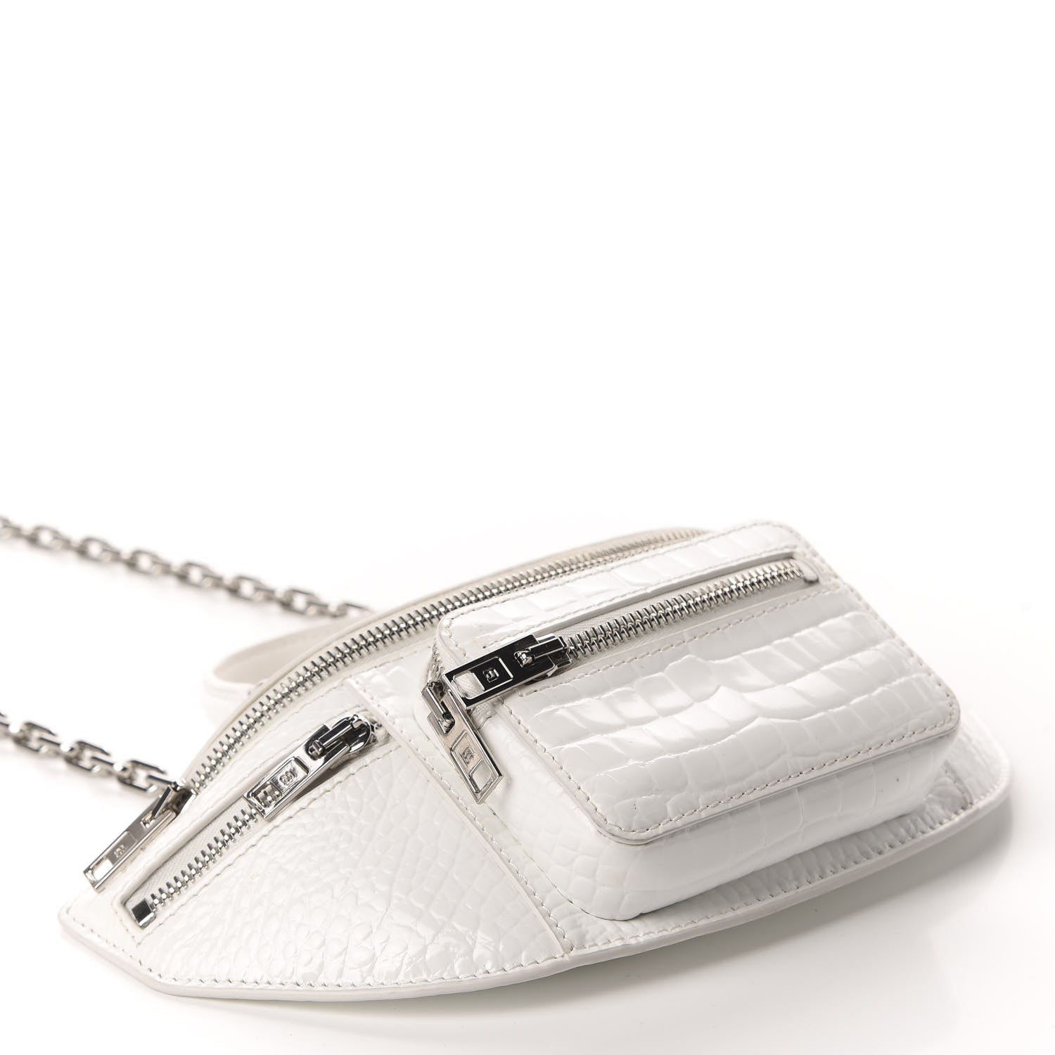 Alexander Wang Crocodile Embossed Patent Mini Top Handle Attica Belt Bag White 4 of 9