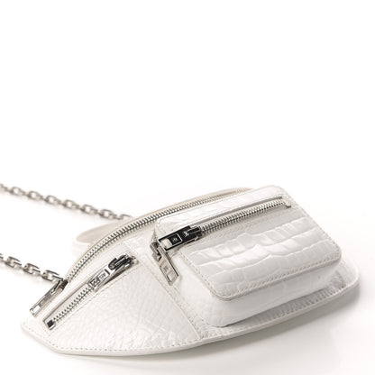 Alexander Wang Crocodile Embossed Patent Mini Top Handle Attica Belt Bag White 4 of 9