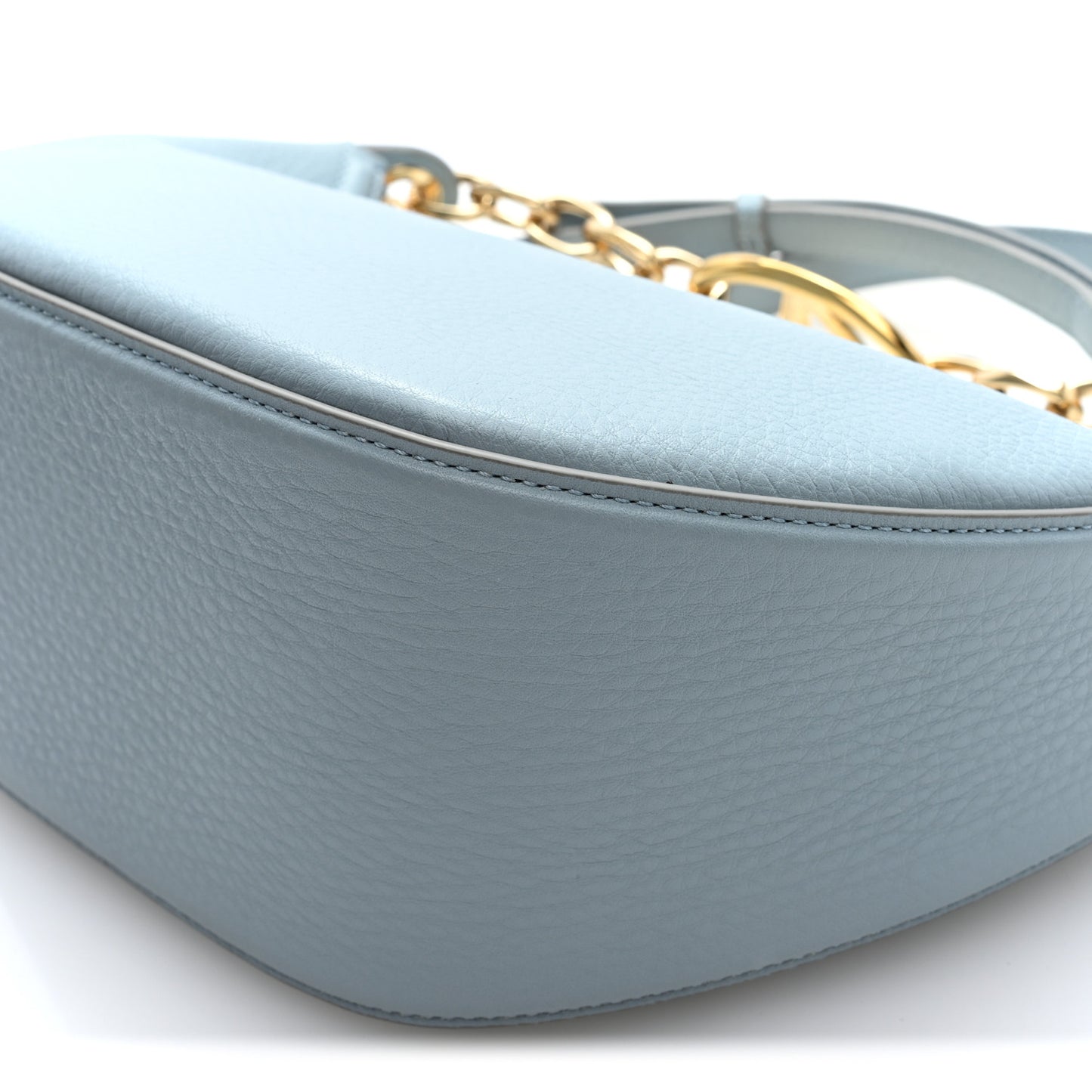 Grainy Calfskin Small Vlogo Moon Hobo Bag Blue