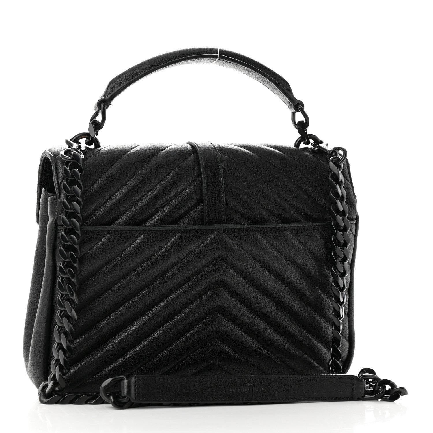 Saint Laurent Sheepskin Matelasse Chevron Monogram Monochrome Medium College Bag Black 2 of 12